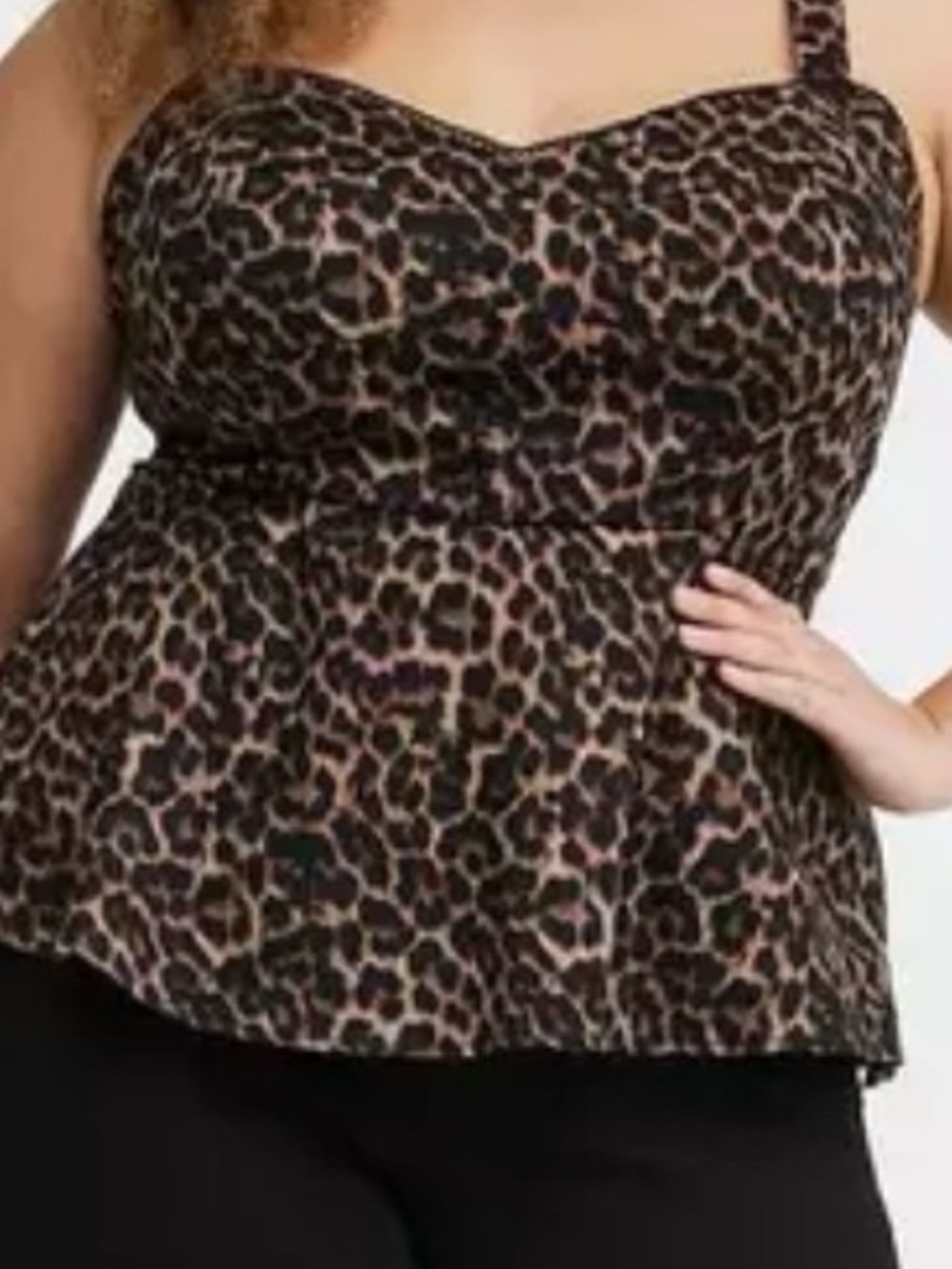 torrid Leopard Print Peplum Tank Top - Brown & Black
